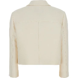 White Jacket with Notched Revers in GG Canvas Woman