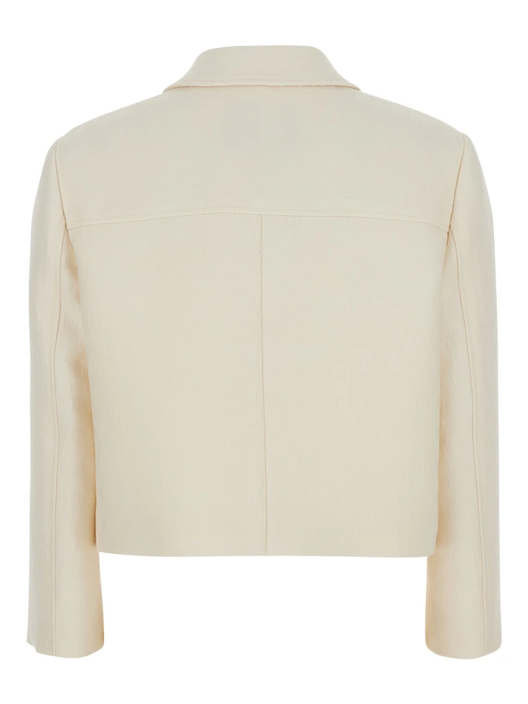 White Jacket with Notched Revers in GG Canvas Woman alternative