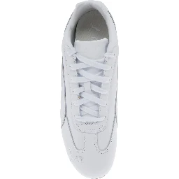 Speedcat White Low Top Sneakers with Embossed Logo on the Tongue and Contrasting Sole in Leather Unisex