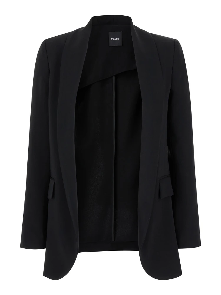 Black Open Jacket in Technical Fabric Woman