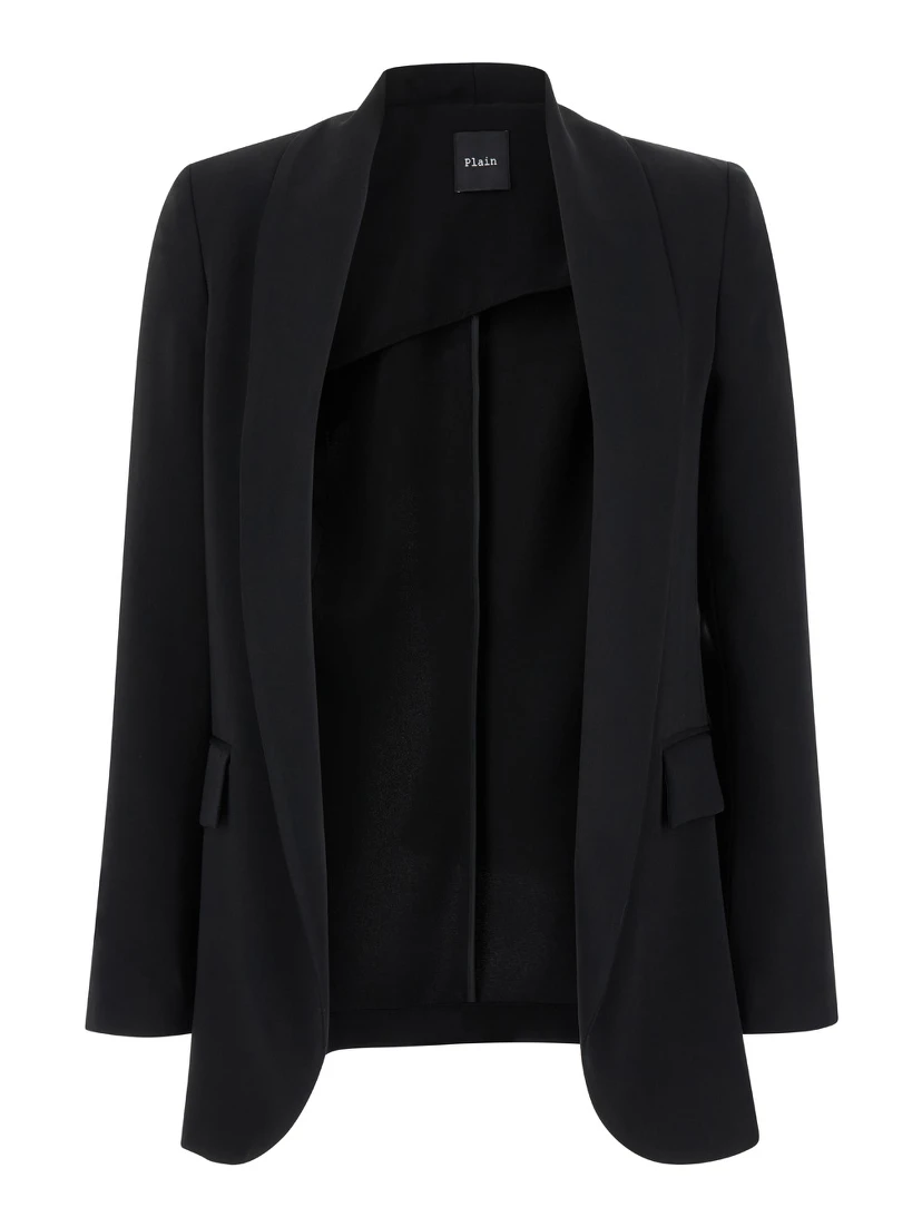 Black Open Jacket in Technical Fabric Woman