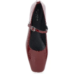Delia Red Ballerinas with Adjustable Strap in Shiny Leather Woman