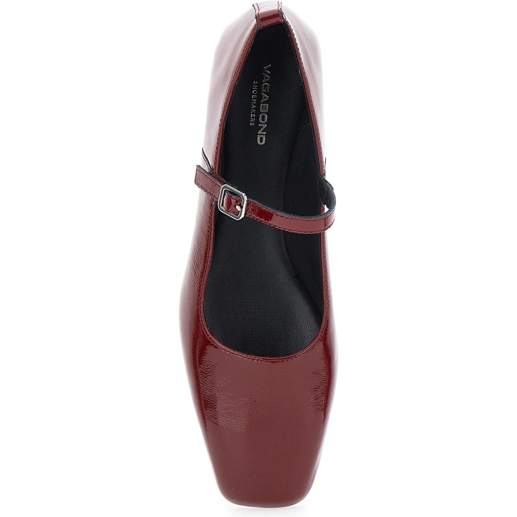 Delia Red Ballerinas with Adjustable Strap in Shiny Leather Woman