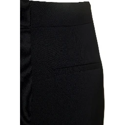 Black Flare Pants with Concealed Closure in Stretch Wool Woman