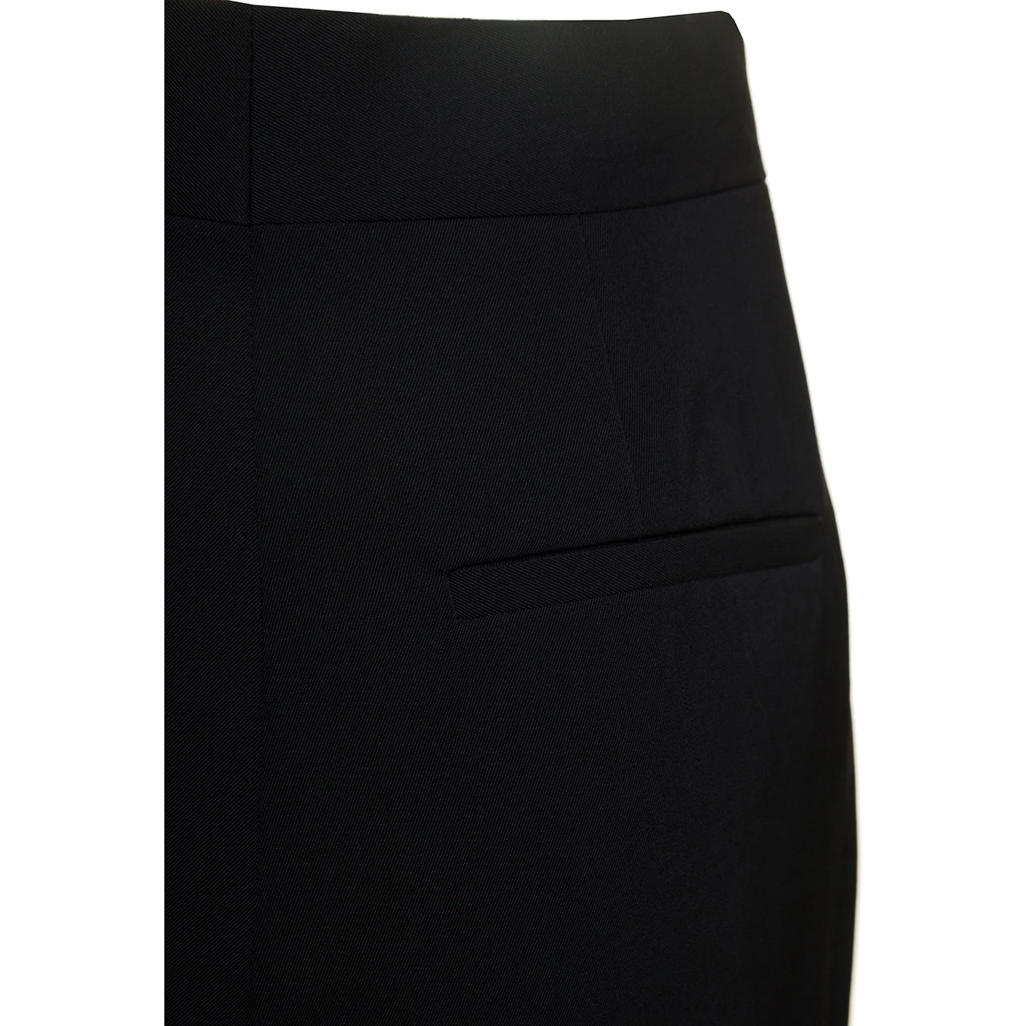 Black Flare Pants with Concealed Closure in Stretch Wool Woman
