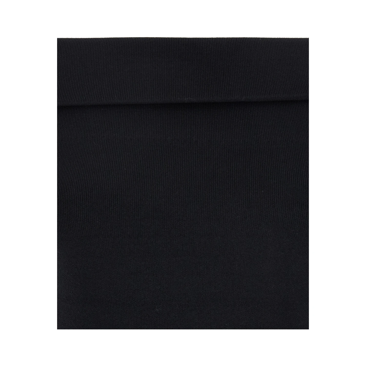 Black Off-Shoulder Double-Knit Top in Tech Fabric Woman