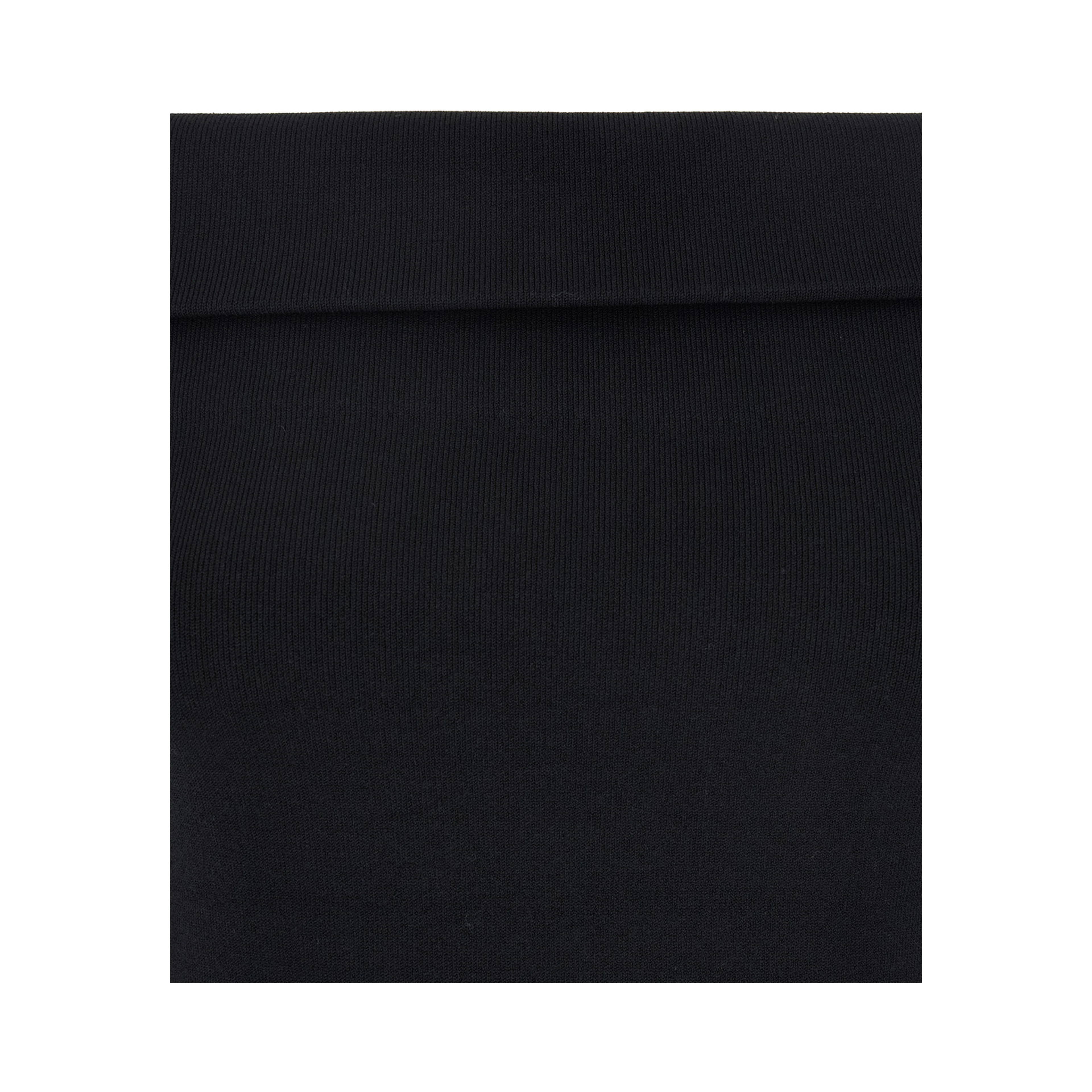 Black Off-Shoulder Double-Knit Top in Tech Fabric Woman