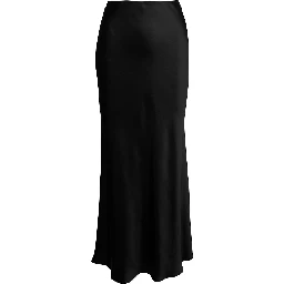 Black Midi Skirt with Volant Detail at the End in Satin Woman