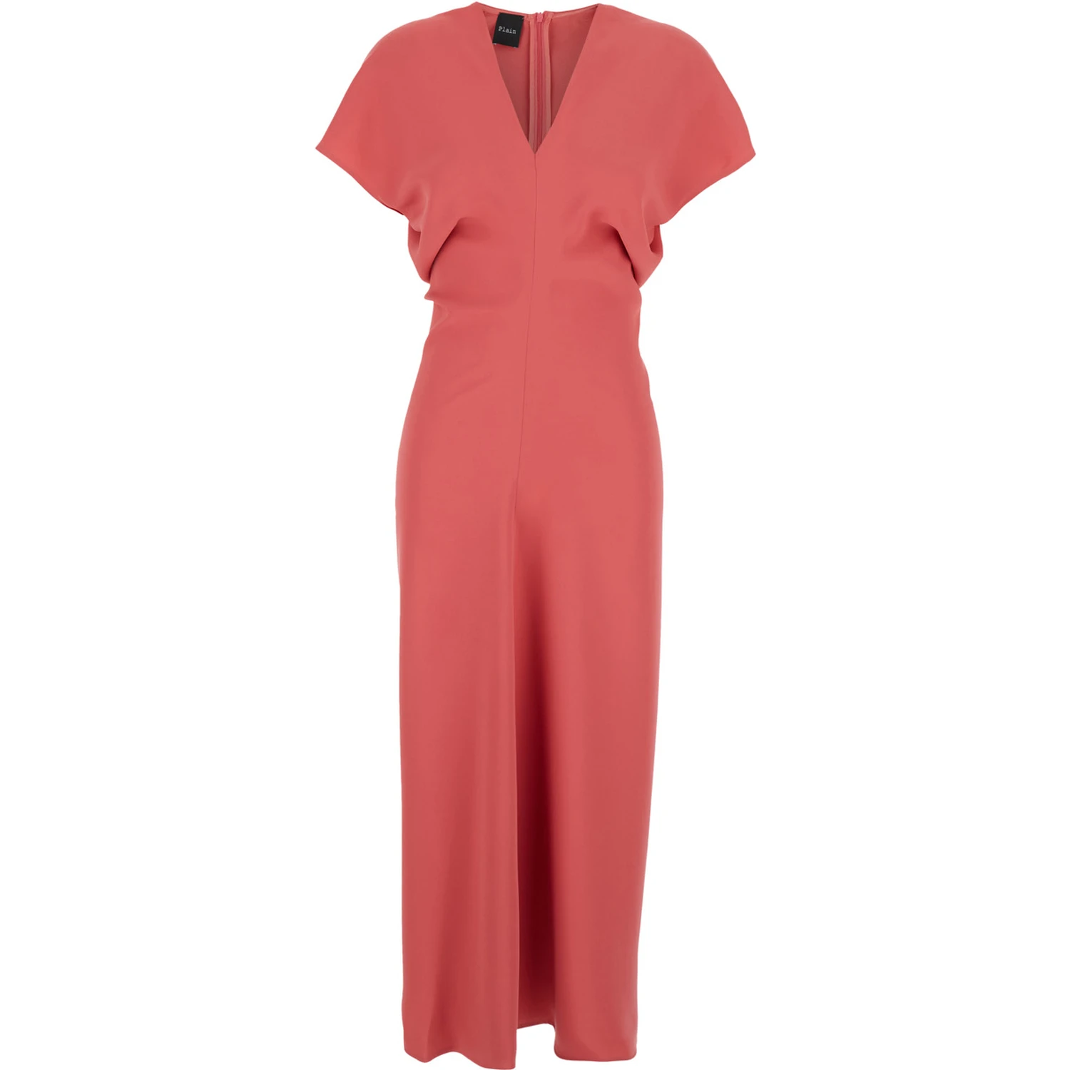 Pink Dress with V Neck and Short Sleeves in Tech Fabric Woman