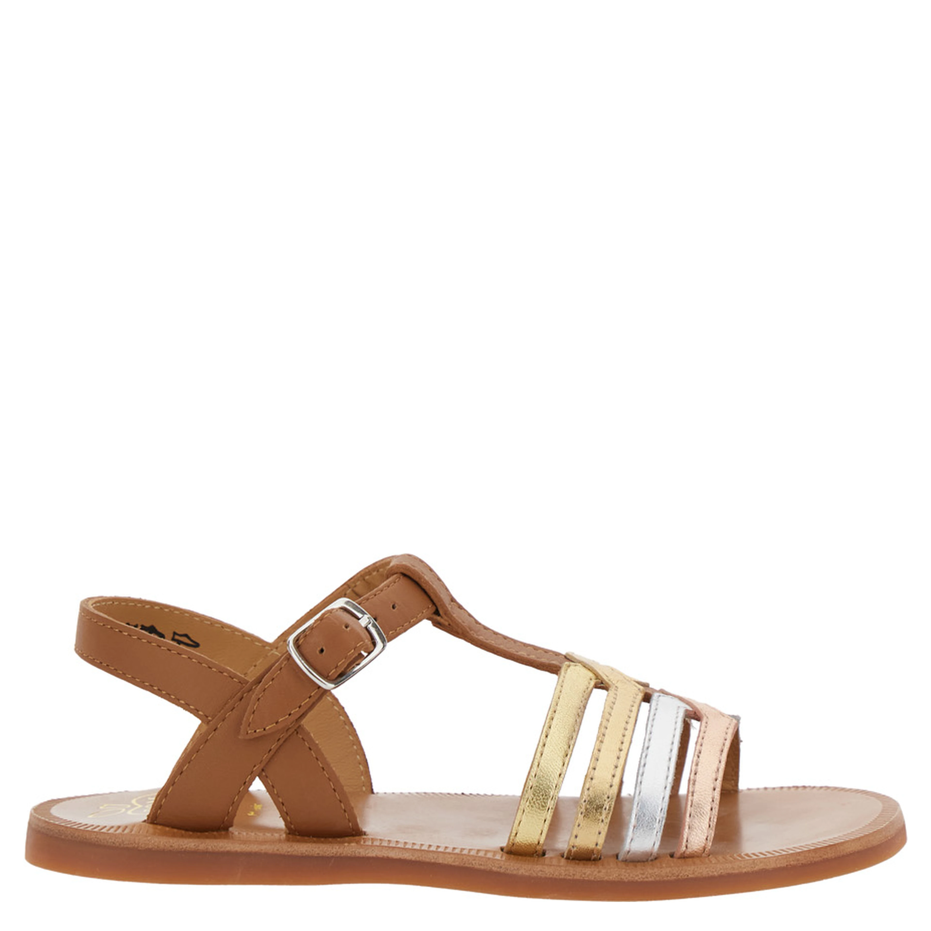 Plagette New Salome Brown Open Toe Sandals with Band Details in Leather Girl