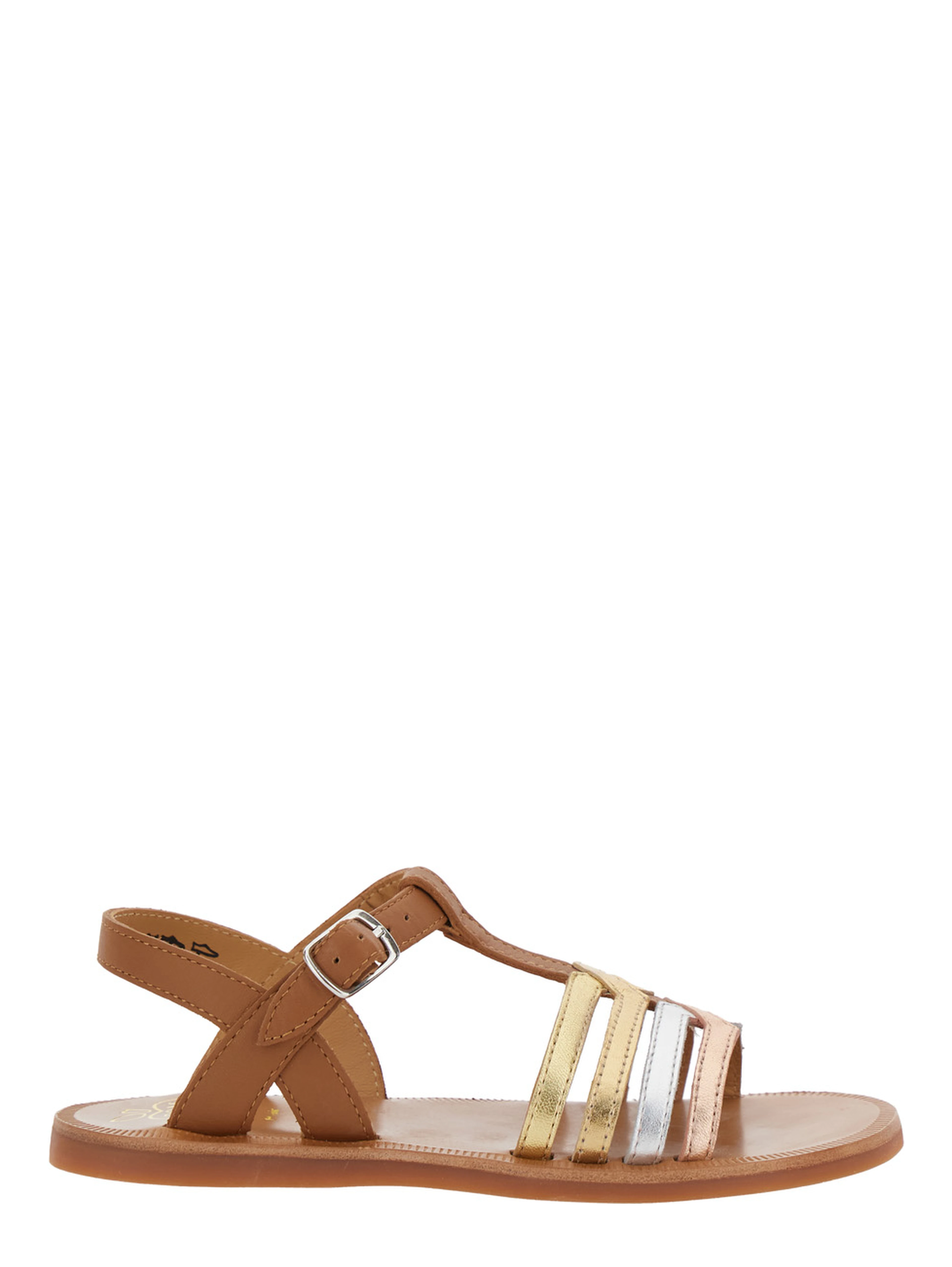 Plagette New Salome Brown Open Toe Sandals with Band Details in Leather Girl