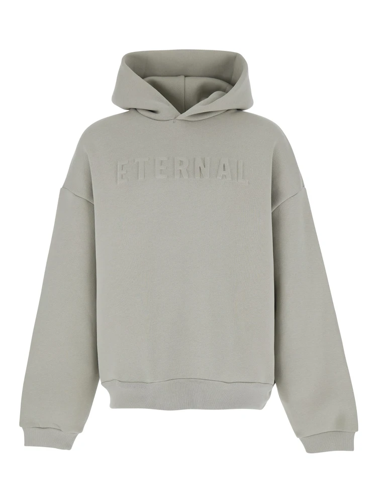 Eternal Grey Hoodie with Logo Patch on the Hood and Embroidery on the Front in Cotton Blend Man