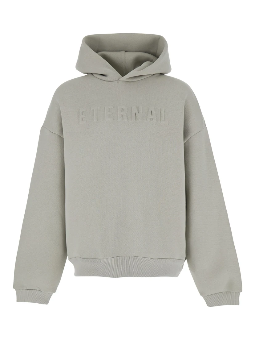 Eternal Grey Hoodie with Logo Patch on the Hood and Embroidery on the Front in Cotton Blend Man