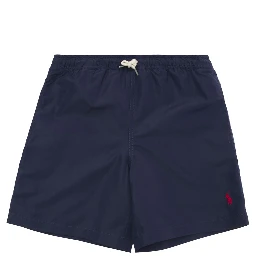 Blue Swim Trunks with Pony Embroidery in Tech Fabric Boy