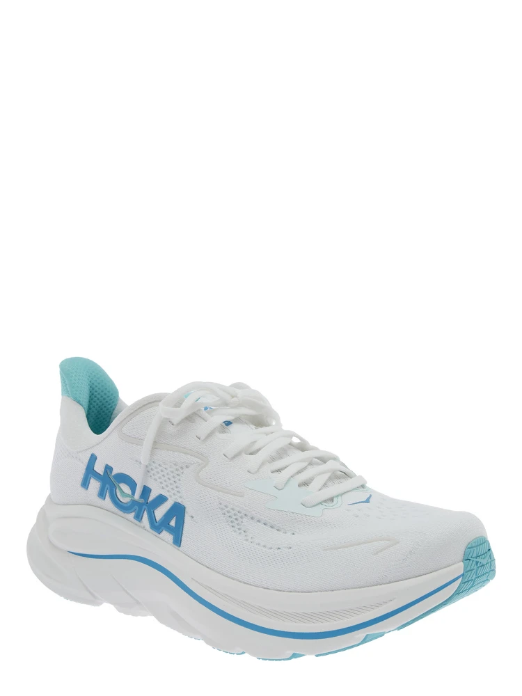 Clifton 10 White Low Top Sneakers with Logo Lettering on the Side and Logo Patch on the Tongue in Tech Fabric Unisex