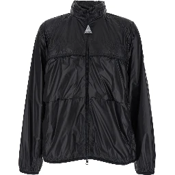 Anubis Black Jacket with Foldable Design and Iconic Logo Patch in Lightweight Nylon Man