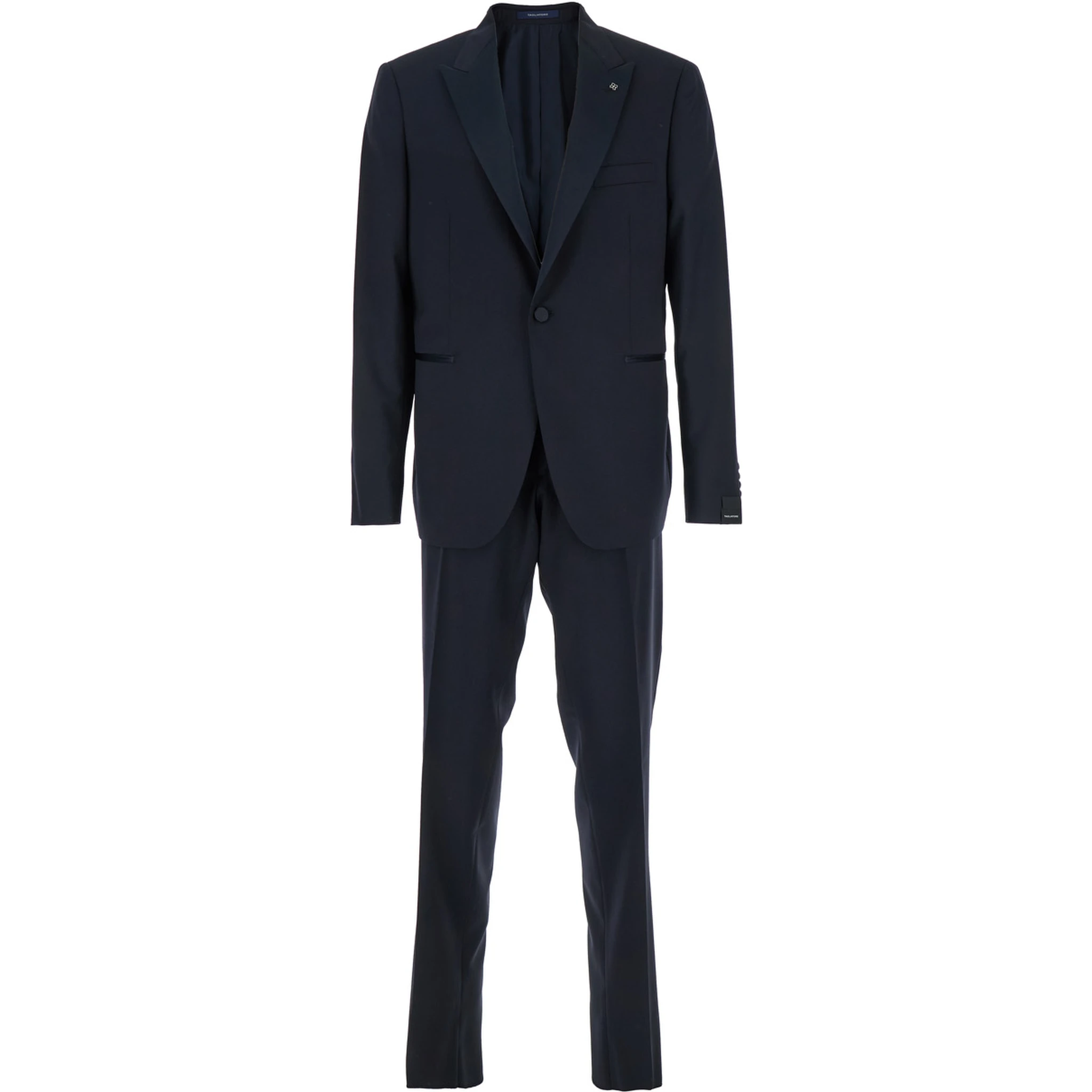 Blue Single-Breasted Suit with Peak Revers in Wool Man