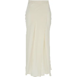 Ambra White Skirt with Wrap Design in Silk Blend Woman