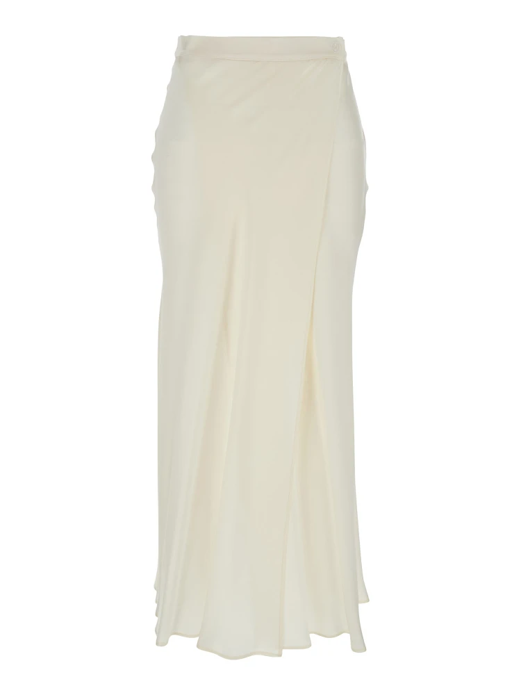 Ambra White Skirt with Wrap Design in Silk Blend Woman