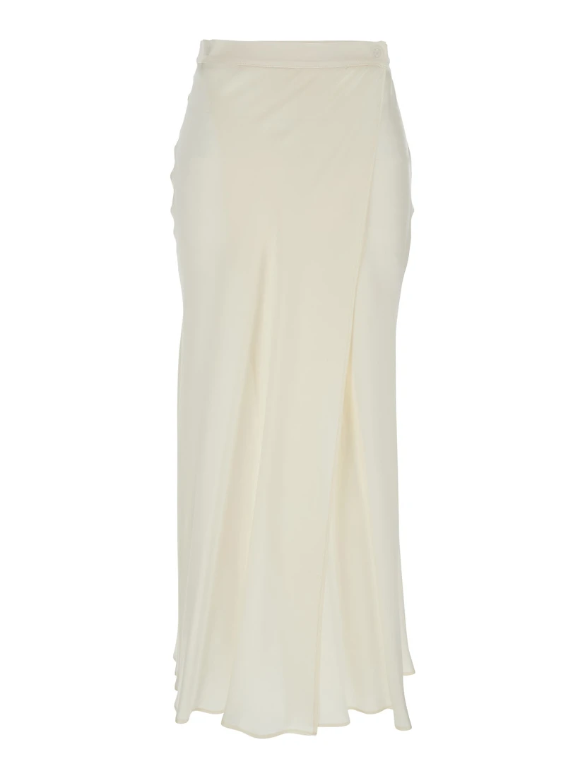 Ambra White Skirt with Wrap Design in Silk Blend Woman