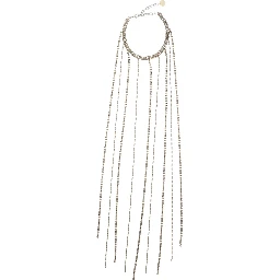 Metallic-Colored Necklace with All-Over Applied Glass Crystals and Adjustable Clasp in Brass Woman