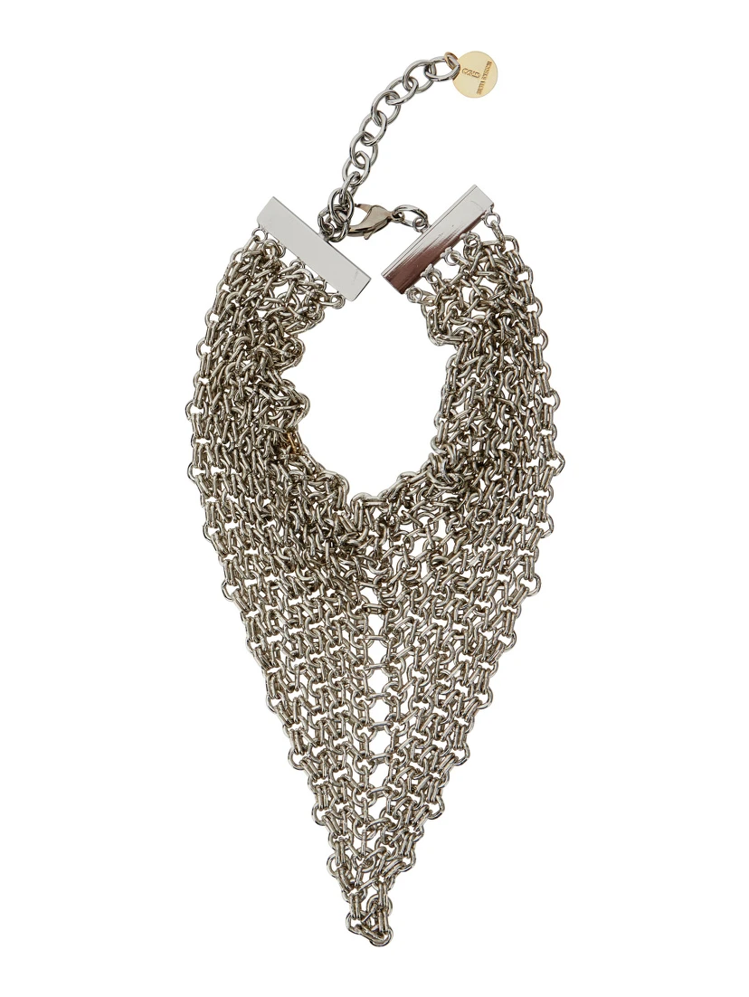 Bandite Silver-Colored Necklace with Chain Design and Logo Pendant in Brass Woman