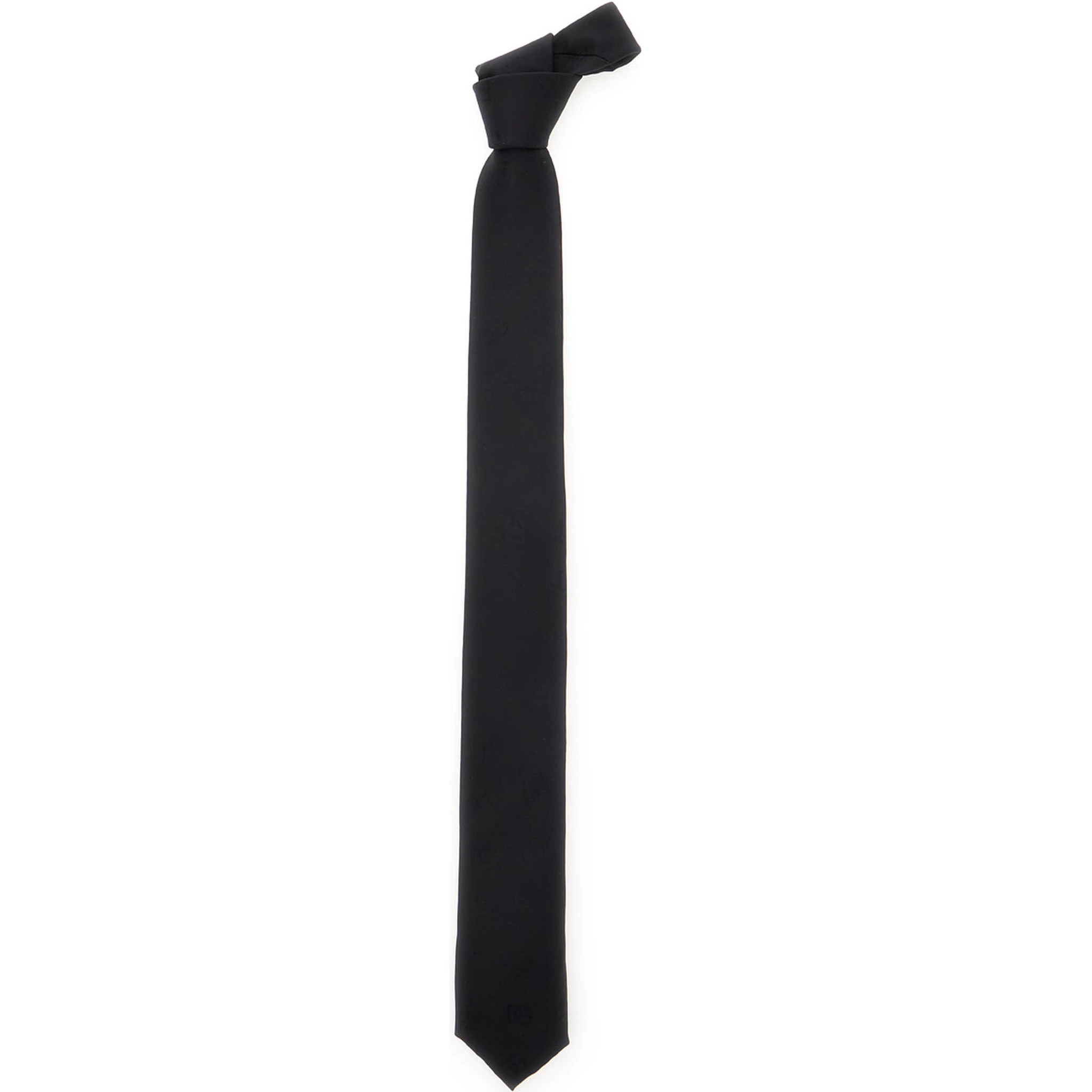 Black Tie with Tie Closure on the Rear and All-Over Logo Embroidery in Silk Man