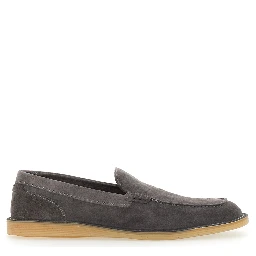 New Florio Ideal Grey Loafers with DG Detail in Suede Man