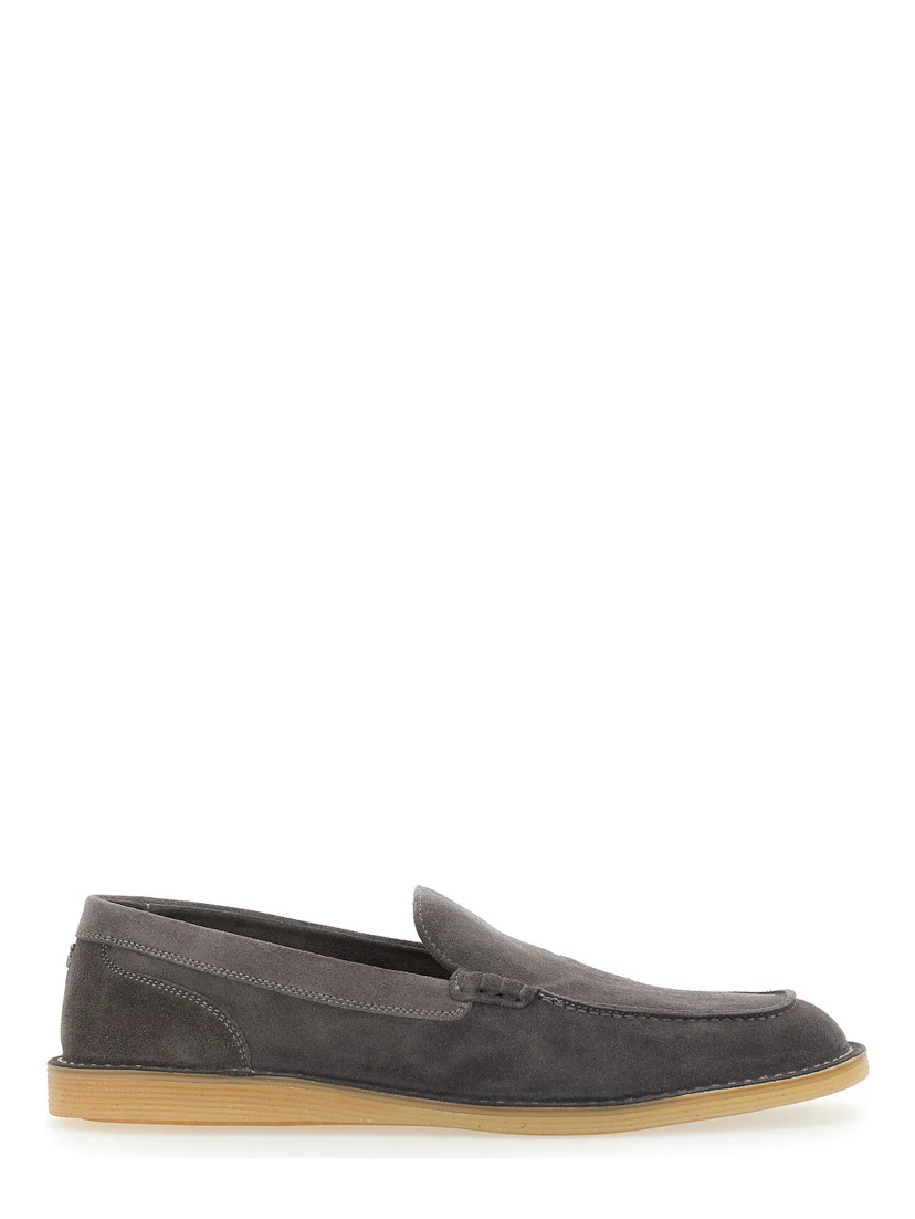 New Florio Ideal Grey Loafers with DG Detail in Suede Man