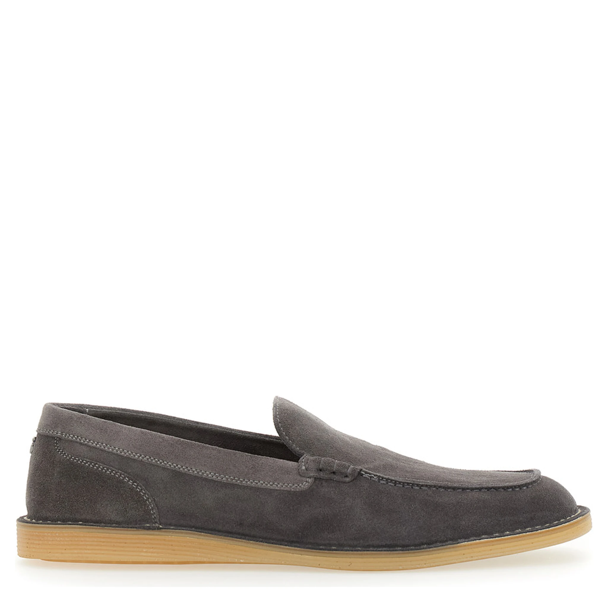 New Florio Ideal Grey Loafers with DG Detail in Suede Man