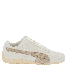 Speedcat White Sneakers with Logo Print on the Side and Logo Lettering on the Side in Suede Unisex