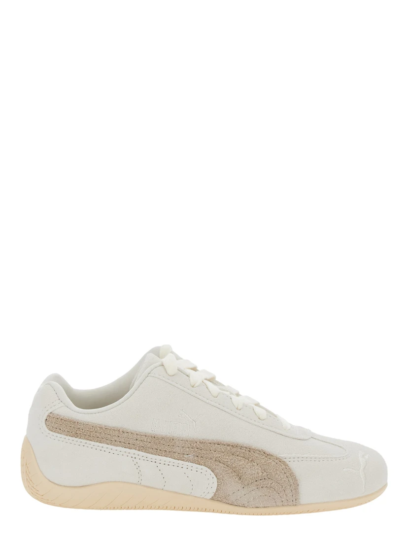 Speedcat White Sneakers with Logo Print on the Side and Logo Lettering on the Side in Suede Unisex