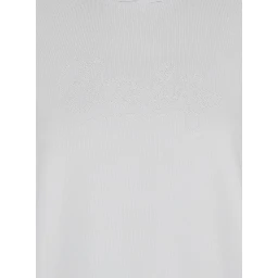 White T-Shirt with Logo Embroidered on the Sleeve in Cotton Woman