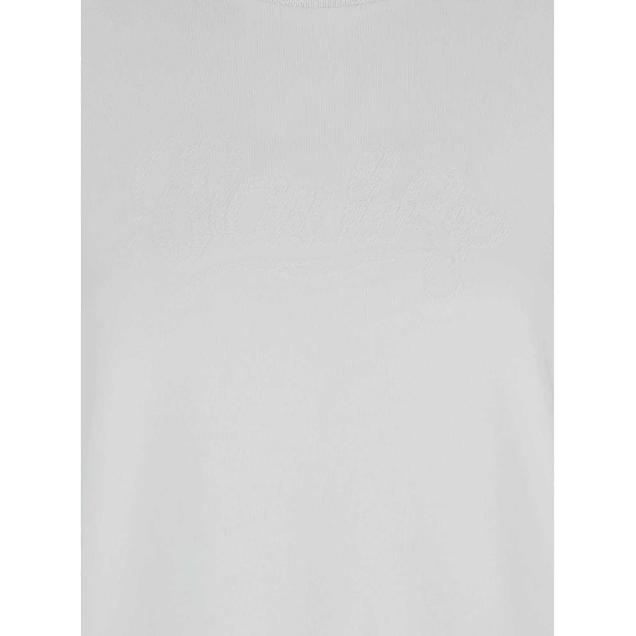 White T-Shirt with Logo Embroidered on the Sleeve in Cotton Woman
