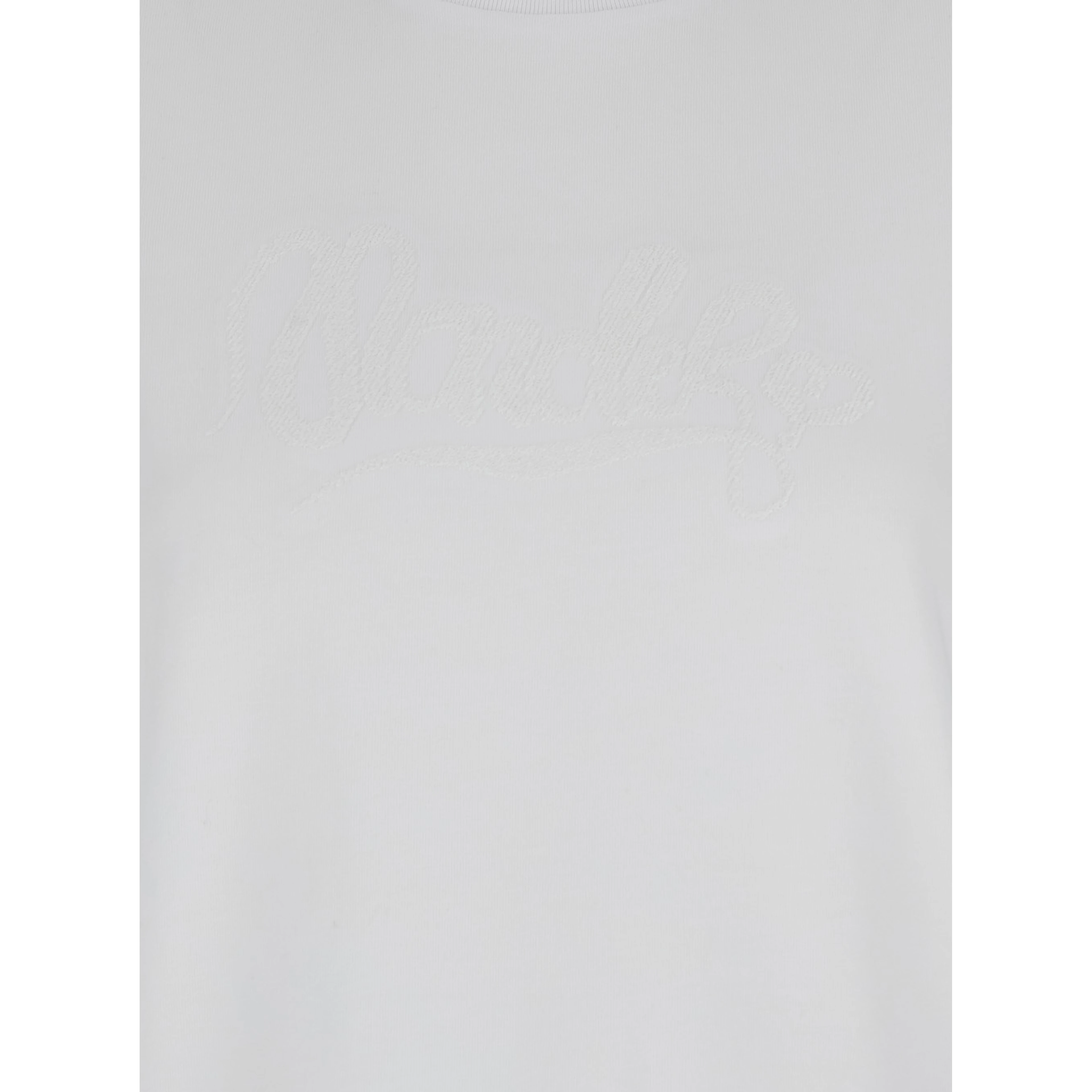 White T-Shirt with Logo Embroidered on the Sleeve in Cotton Woman