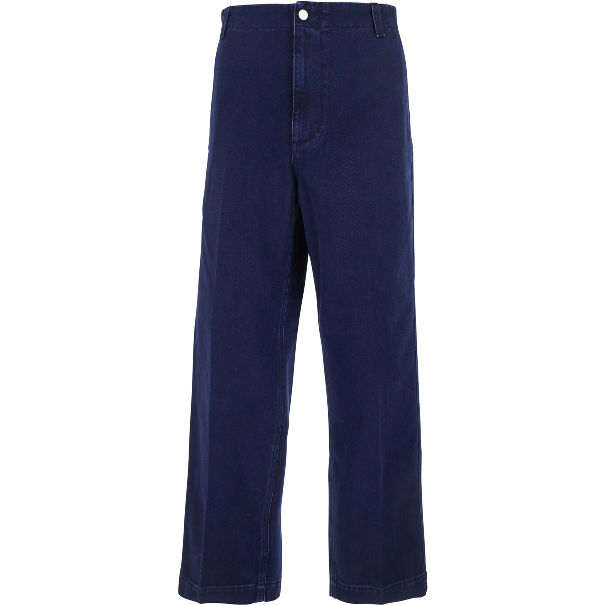 Blue Pants with One Patch Pocket on the Rear and Logo Lettering on the Rear in Cotton Canvas Man