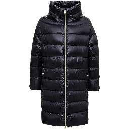 Long Black Nylon Down Jacket