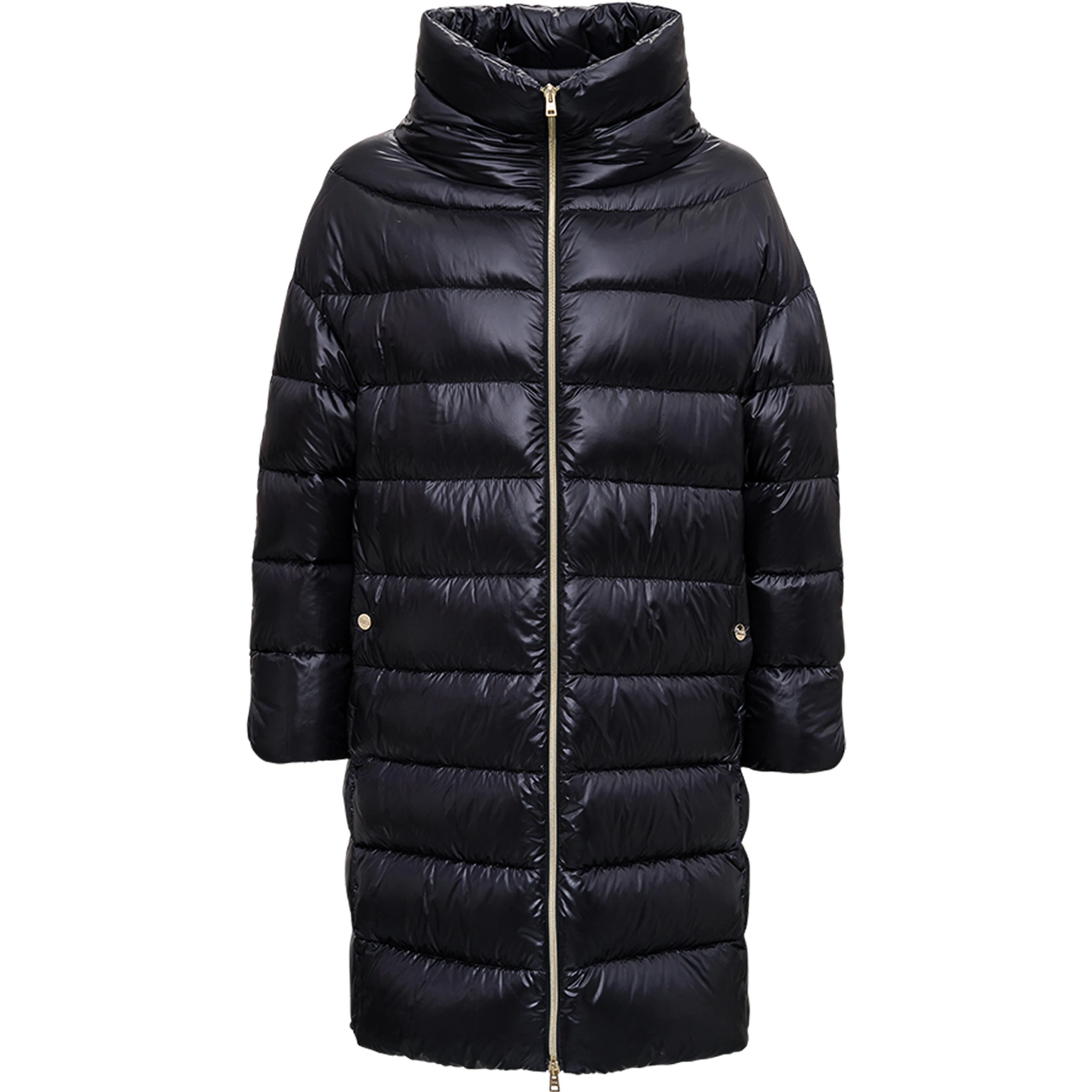 Long Black Nylon Down Jacket