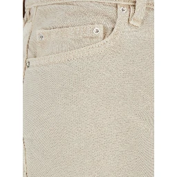 White Jeans with Belt Loops and Logo Patch on the Rear in Denim Woman