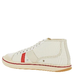 Eliot White Sneakers with Logo Label on the Side and Leather Inserts in Cotton and Leather Blend Man