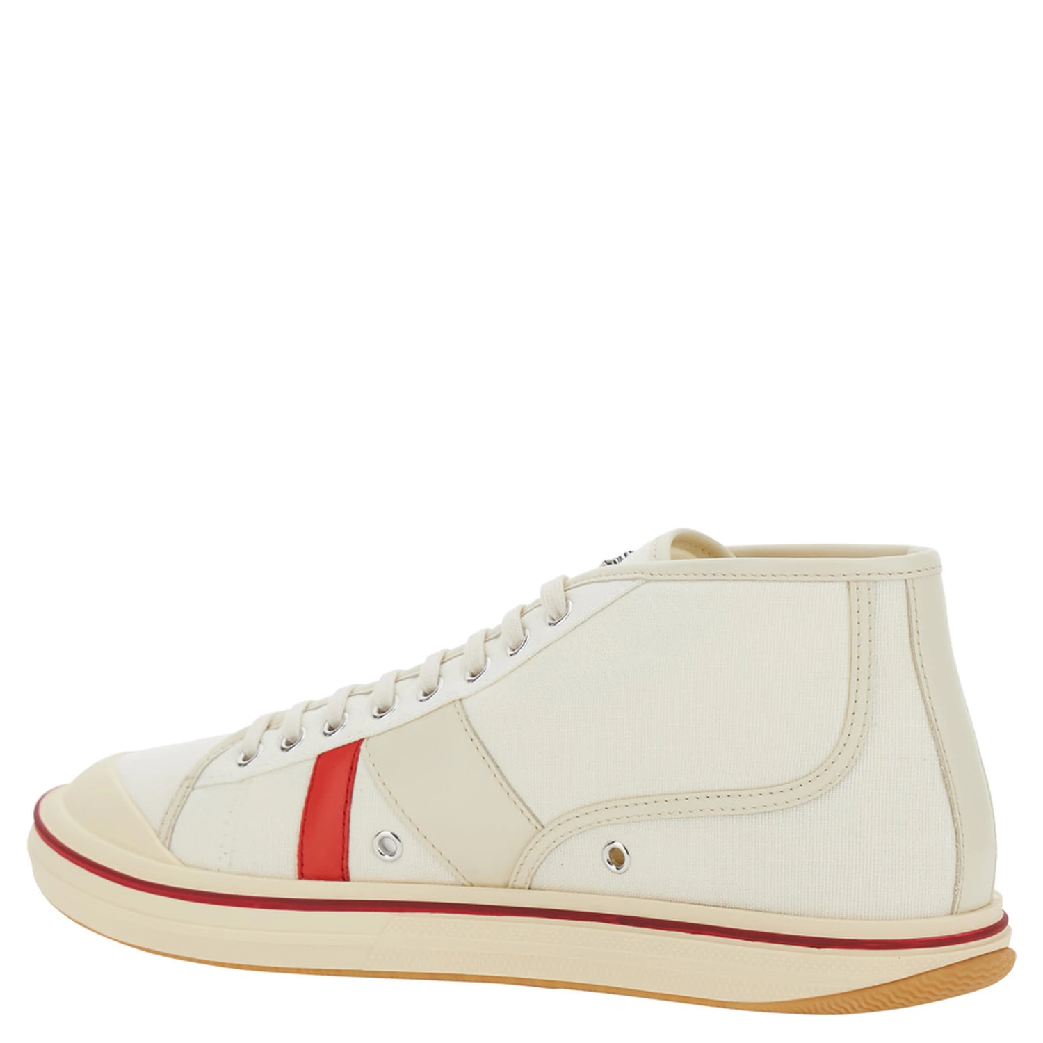Eliot White Sneakers with Logo Label on the Side and Leather Inserts in Cotton and Leather Blend Man