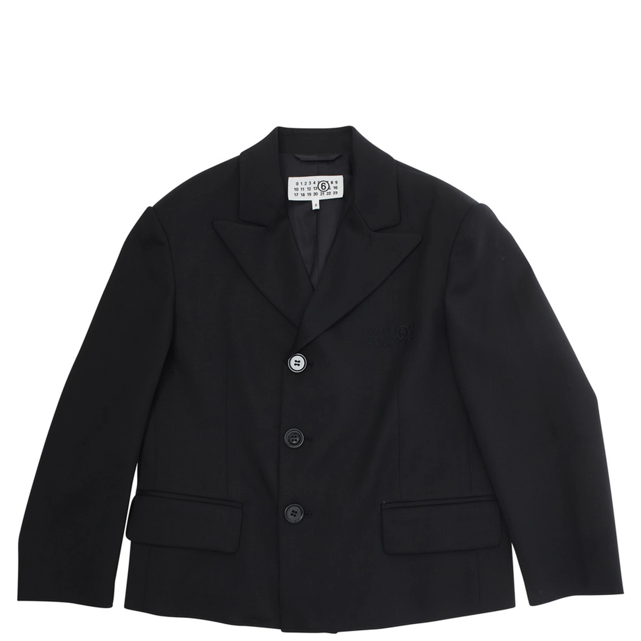 Black Single-breasted Jacket with Classic Lapels in Wool Blend Boy