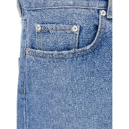 Light Blue Jeans with Logo Patch on the Rear in Denim Man