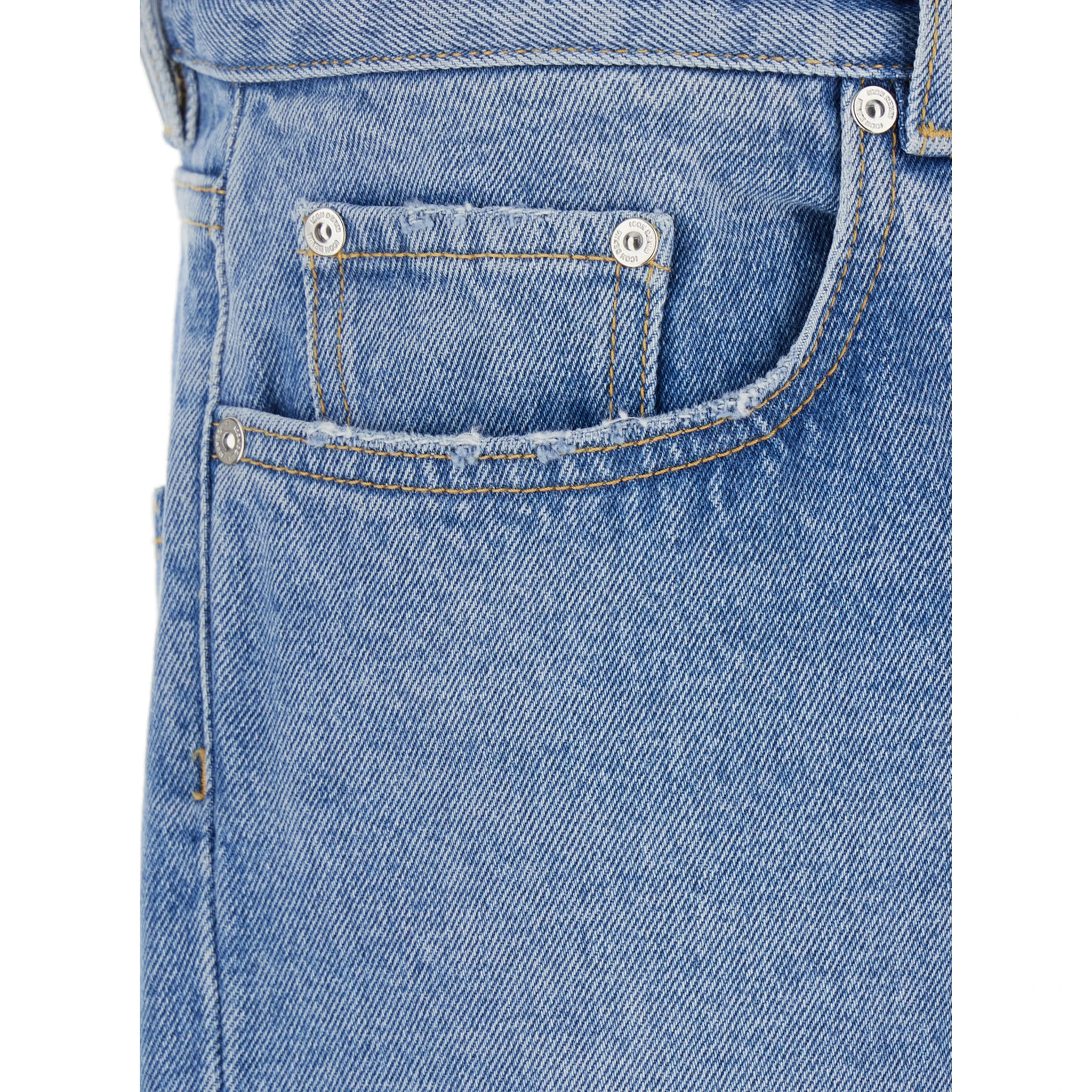 Light Blue Jeans with Logo Patch on the Rear in Denim Man