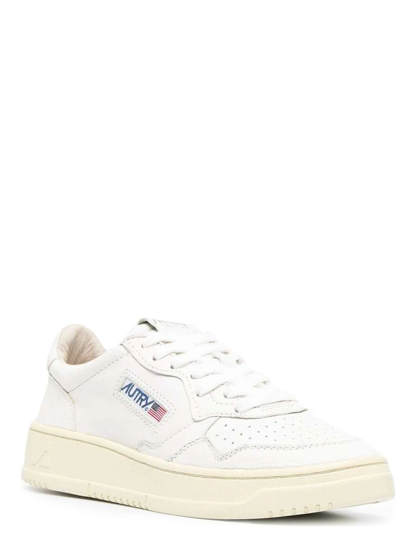White Leather Sneakers with Logo Autry Woman