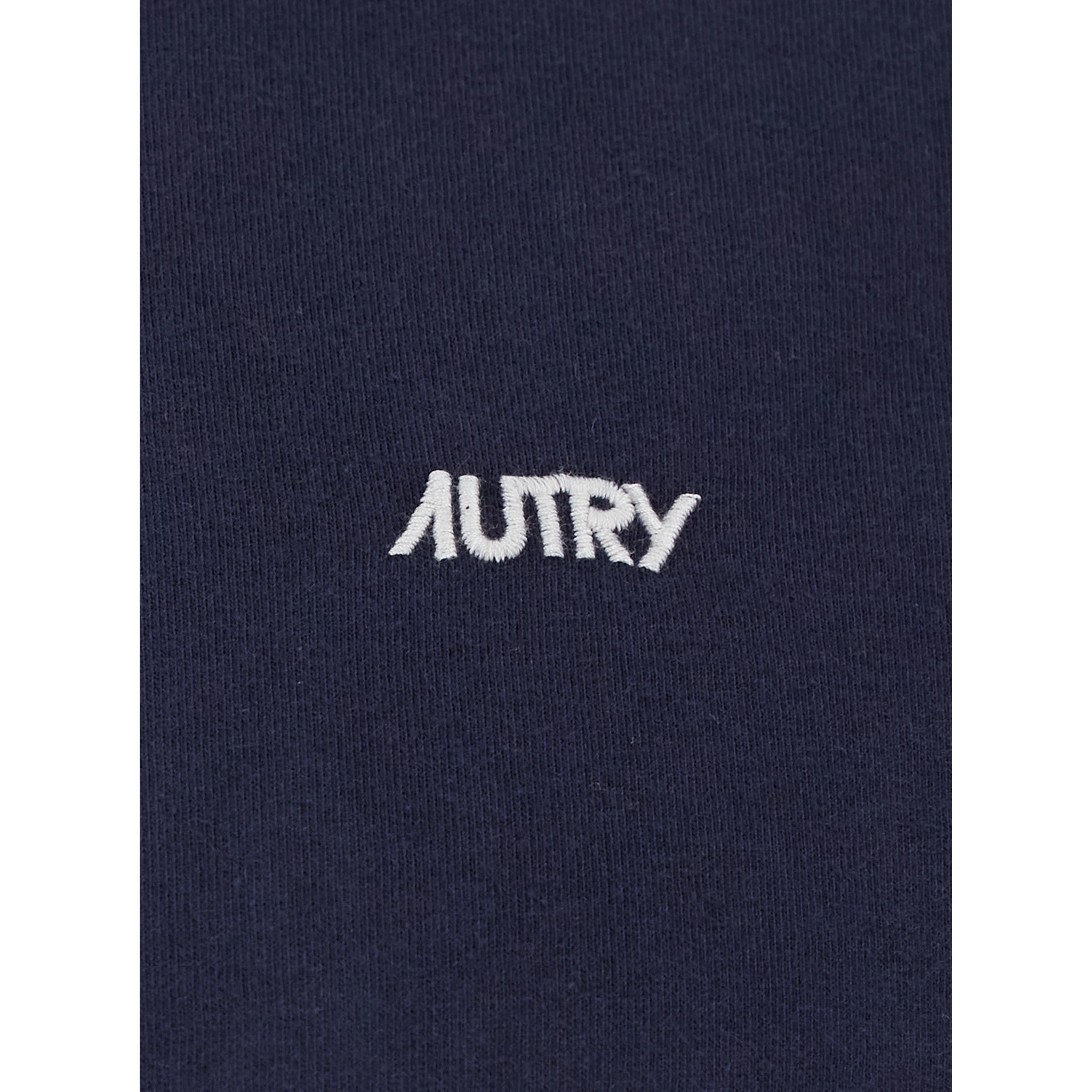 Blue Round Neck T-Shirt with Logo Embroidered on the Front in Cotton Man
