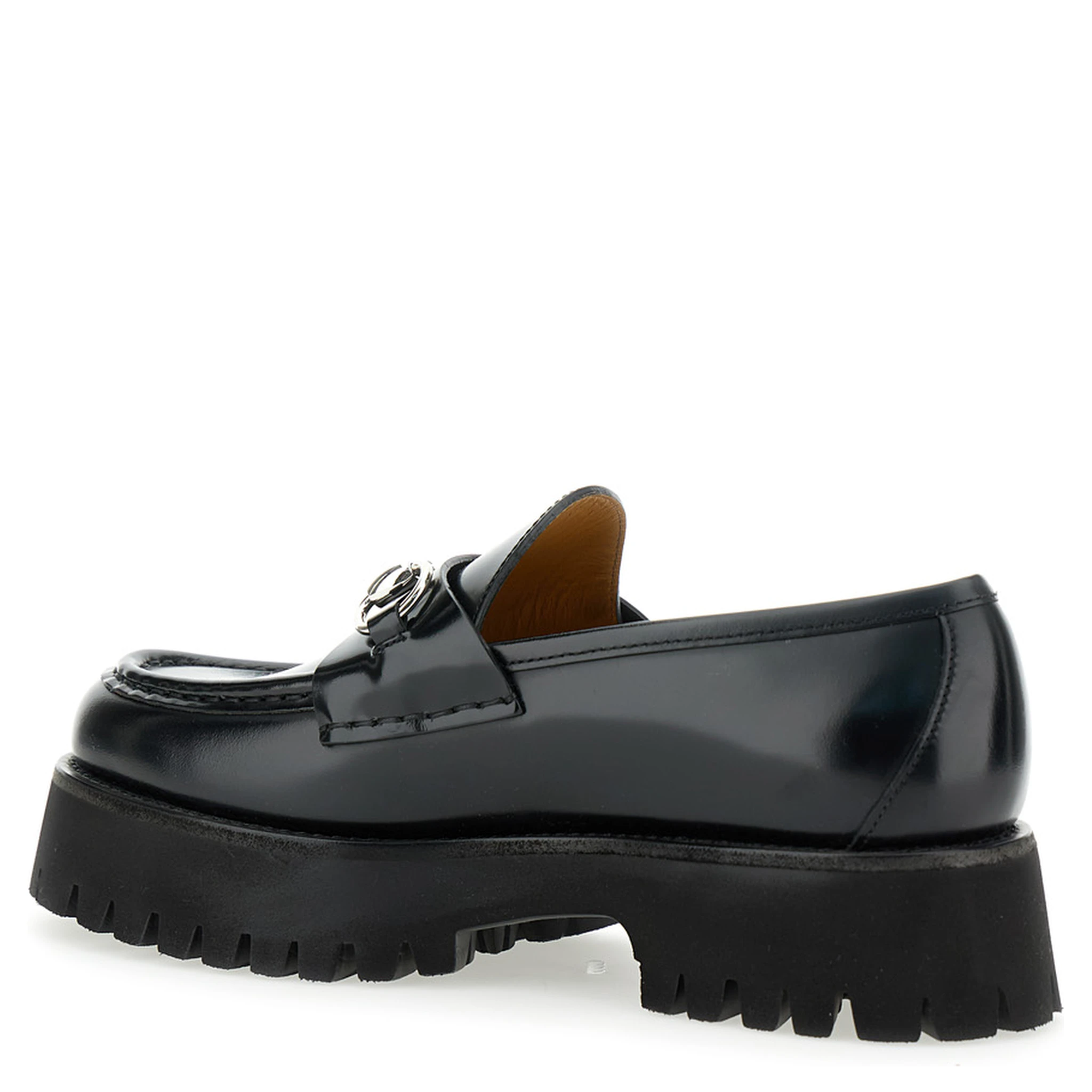 Sylke Black Loafers with Chunky Platform and Horsebit Detail in Leather Woman