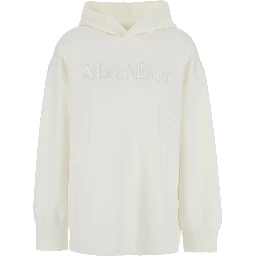 Visiera White Hoodie with Fixed Hood and Logo Lettering Embroidery on the Front in Cotton Blend Woman