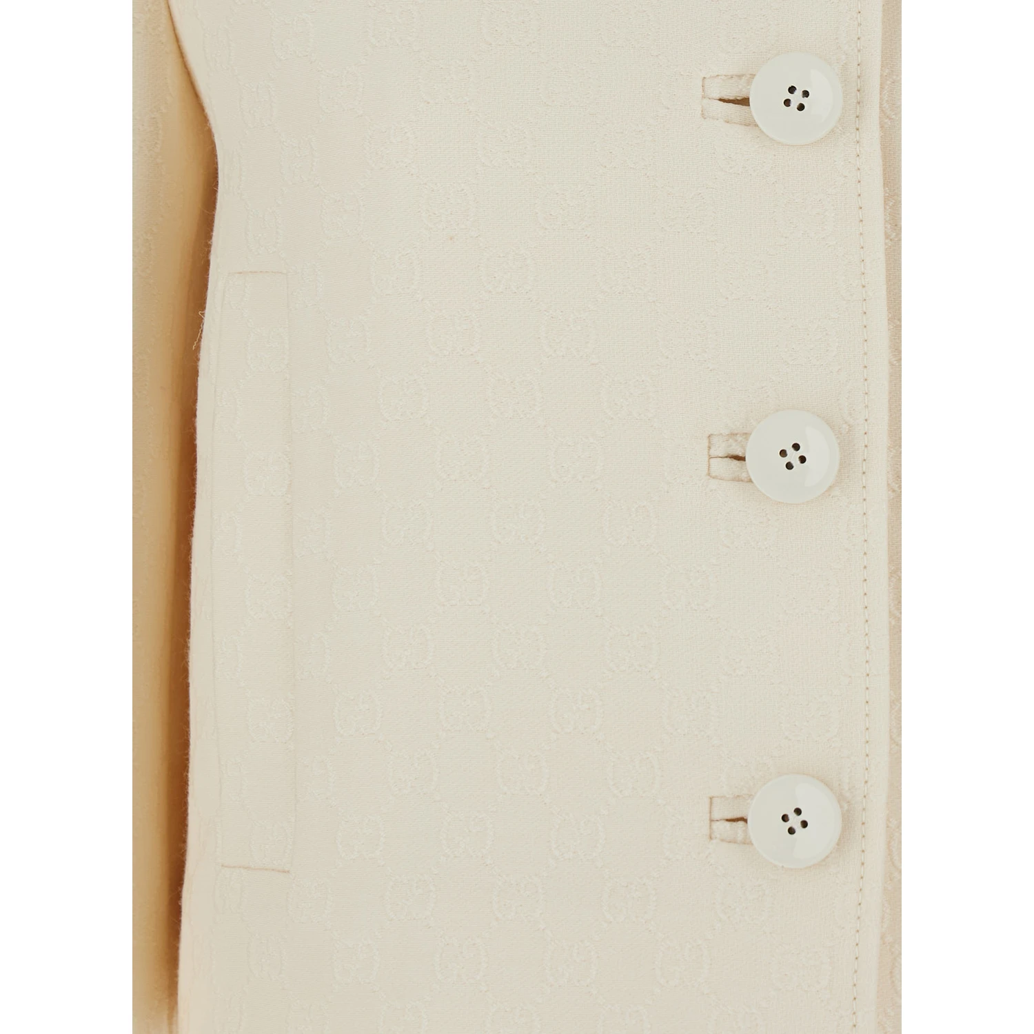 White Jacket with Notched Revers in GG Canvas Woman