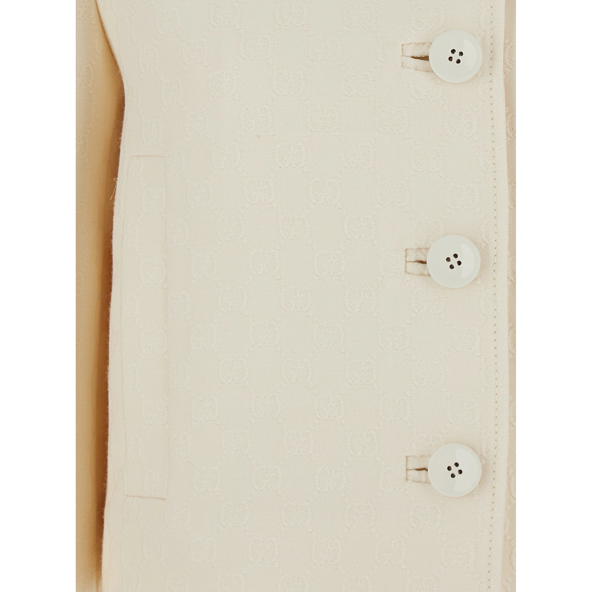 White Jacket with Notched Revers in GG Canvas Woman